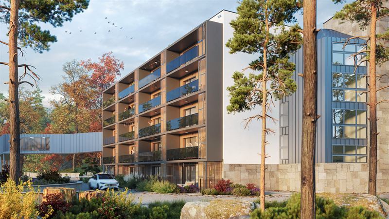 Vizualizace budovy aparthotelu, náhled 3D modelu